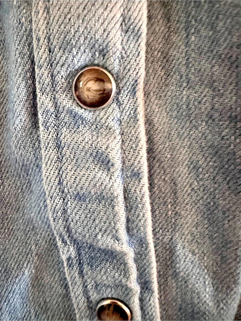 Zara Ruffle Front Blue Button Down - Picture 3 of 3